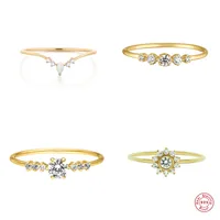 Fashion Round Sterling Silver Inlay Zircon Rings 1 Piece main image 1