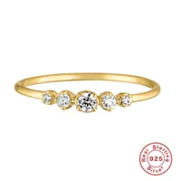 Fashion Round Sterling Silver Inlay Zircon Rings 1 Piece sku image 3