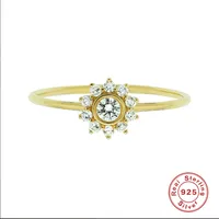 Fashion Round Sterling Silver Inlay Zircon Rings 1 Piece main image 5