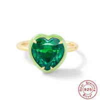 925 Sterling Silver Artificial Gemstones Heart Shape Open Ring main image 3