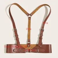 Punk Solid Color Pu Leather Metal Button Belt sku image 5