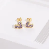Fashion New Simple Female Heart-shaped Small Copper Earrings sku image 8