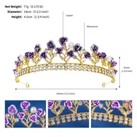 New Wedding Jewelry Baroque Red Rose Diamond Crown Wholesale Nihaowholesale sku image 2