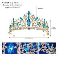 Wedding Crown Vintage Alloy Diamond Bridal Crown Baroque Princess Crown Jewelry sku image 7