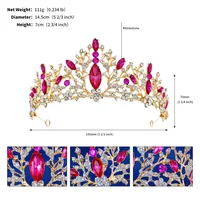 Wedding Crown Vintage Alloy Diamond Bridal Crown Baroque Princess Crown Jewelry sku image 5