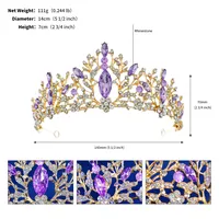 Wedding Crown Vintage Alloy Diamond Bridal Crown Baroque Princess Crown Jewelry sku image 6
