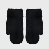 Unisex Fashion Color Block Knit Warm Plush Gloves 1 Pair main image 7