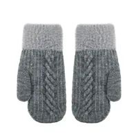 Unisex Fashion Color Block Knit Warm Plush Gloves 1 Pair main image 4