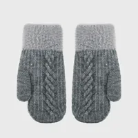 Unisex Fashion Color Block Knit Warm Plush Gloves 1 Pair main image 8