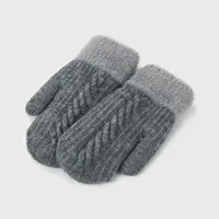 Unisex Fashion Color Block Knit Warm Plush Gloves 1 Pair main image 6