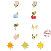 1 Piece 925 Sterling Silver Flower Ear Studs main image 1