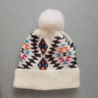 Women's Fashion Color Block Pom Poms Eaveless Wool Cap sku image 3