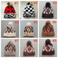Women's Fashion Color Block Pom Poms Eaveless Wool Cap main image 5