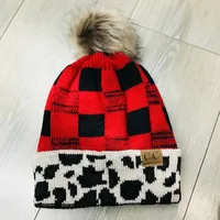Women's Fashion Color Block Pom Poms Eaveless Wool Cap sku image 5
