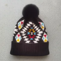 Women's Fashion Color Block Pom Poms Eaveless Wool Cap sku image 2