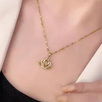 Fashion Crown Titanium Steel Plating Inlay Rhinestones Pendant Necklace 1 Piece main image 5