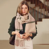 Women's Fashion Houndstooth Imitation Cashmere Tassel Scarf main image 1