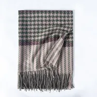 Women's Fashion Houndstooth Imitation Cashmere Tassel Scarf sku image 4