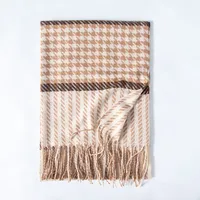 Women's Fashion Houndstooth Imitation Cashmere Tassel Scarf sku image 1