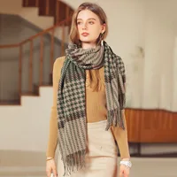 Women's Fashion Houndstooth Imitation Cashmere Tassel Scarf main image 5