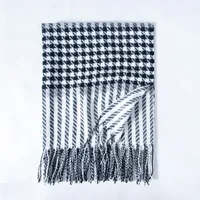 Women's Fashion Houndstooth Imitation Cashmere Tassel Scarf sku image 3