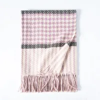 Women's Fashion Houndstooth Imitation Cashmere Tassel Scarf sku image 2