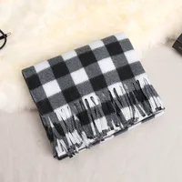 Women's Fashion Plaid Double-sided Velvet Tassel Winter Scarves sku image 1