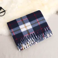 Women's Fashion Plaid Double-sided Velvet Tassel Winter Scarves sku image 9