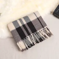 Women's Fashion Plaid Double-sided Velvet Tassel Winter Scarves sku image 5