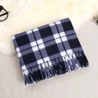 Women's Fashion Plaid Double-sided Velvet Tassel Winter Scarves sku image 2
