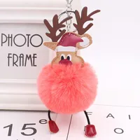 Cute Santa Claus Imitate Rex Rabbit Fur Sewing Unisex Keychain 1 Piece sku image 9