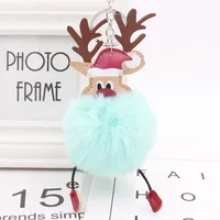Cute Santa Claus Imitate Rex Rabbit Fur Sewing Unisex Keychain 1 Piece sku image 7