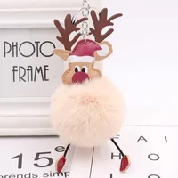 Cute Santa Claus Imitate Rex Rabbit Fur Sewing Unisex Keychain 1 Piece sku image 15
