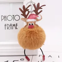 Cute Santa Claus Imitate Rex Rabbit Fur Sewing Unisex Keychain 1 Piece sku image 5
