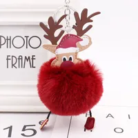 Cute Santa Claus Imitate Rex Rabbit Fur Sewing Unisex Keychain 1 Piece sku image 2