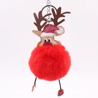 Cute Santa Claus Imitate Rex Rabbit Fur Sewing Unisex Keychain 1 Piece sku image 8