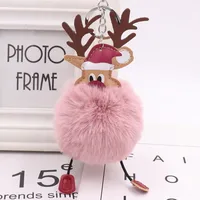 Cute Santa Claus Imitate Rex Rabbit Fur Sewing Unisex Keychain 1 Piece sku image 13