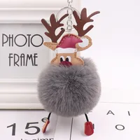 Cute Santa Claus Imitate Rex Rabbit Fur Sewing Unisex Keychain 1 Piece sku image 16