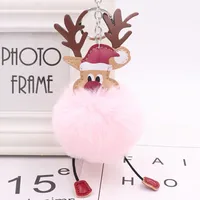 Cute Santa Claus Imitate Rex Rabbit Fur Sewing Unisex Keychain 1 Piece sku image 4