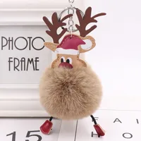 Cute Santa Claus Imitate Rex Rabbit Fur Sewing Unisex Keychain 1 Piece sku image 17