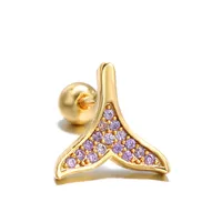 Moon Green Zircon Screw Ball Piercing Ear Bone Earring sku image 6