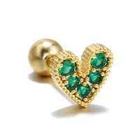 Moon Green Zircon Screw Ball Piercing Ear Bone Earring sku image 8
