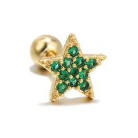Moon Green Zircon Screw Ball Piercing Ear Bone Earring sku image 12