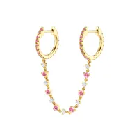 Cross-border Hot Selling Sterling Silver Needle One-piece Diamond Ear Chain Double Ring Ear Clip Fashion Trend Eardrop Earring Earrings For Women sku image 13