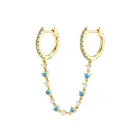 Cross-border Hot Selling Sterling Silver Needle One-piece Diamond Ear Chain Double Ring Ear Clip Fashion Trend Eardrop Earring Earrings For Women sku image 10