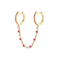 Cross-border Hot Selling Sterling Silver Needle One-piece Diamond Ear Chain Double Ring Ear Clip Fashion Trend Eardrop Earring Earrings For Women sku image 12