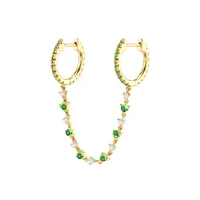 Cross-border Hot Selling Sterling Silver Needle One-piece Diamond Ear Chain Double Ring Ear Clip Fashion Trend Eardrop Earring Earrings For Women sku image 9