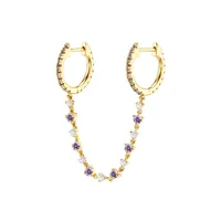 Cross-border Hot Selling Sterling Silver Needle One-piece Diamond Ear Chain Double Ring Ear Clip Fashion Trend Eardrop Earring Earrings For Women sku image 11