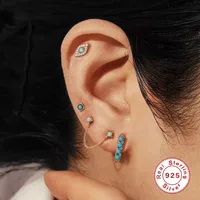 1 Pair 925 Sterling Silver Zircon Tassel Drop Earrings main image 2