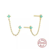 1 Pair 925 Sterling Silver Zircon Tassel Drop Earrings sku image 4